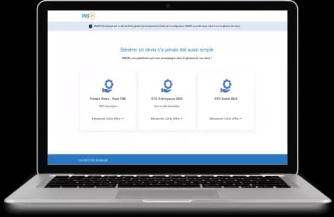INSAPI - Plateforme de Services Assurantiels Interface de la plateforme INSAPI sur ordinateur